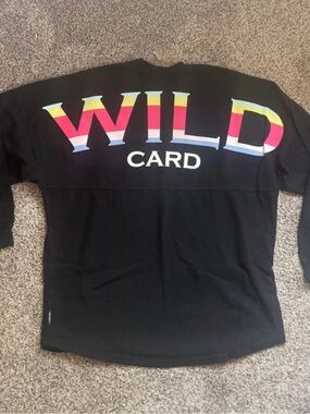 Wild card spirit jersey Long Sleeve Tee - Black with Multicolor Graphic